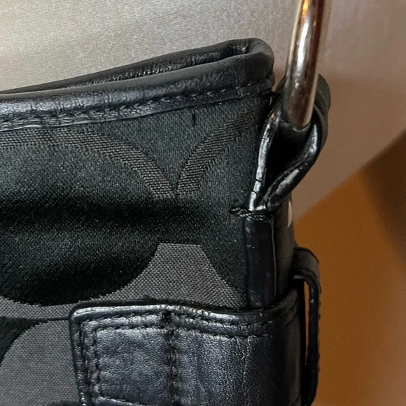 Coach Black Signature Silver Chain ShoulderBag Adjustable Strap - Picture 8 of 15